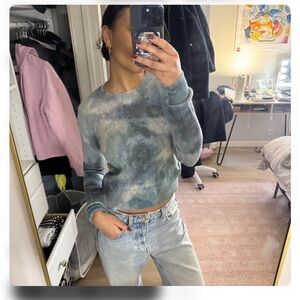 360 Cashmere Blue-Green Tie-Dye Sweatshirt